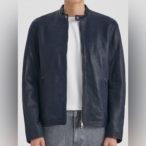 Theory Men Lamb Supreme Mesh Wynmore Jacket Baltic Sz L - Picture 3 of 12